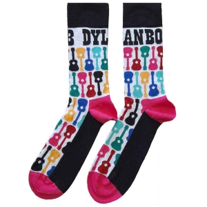 Bob Dylan - Guitar Pattern Uni Wht Socks (Eu 40-45) i gruppen MERCHANDISE / Merch / Pop-Rock hos Bengans Skivbutik AB (5536109)