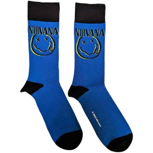 Nirvana - Inverse Smiley Uni Blue Socks (Eu 40-45) i gruppen MERCHANDISE / Merch / Metal hos Bengans Skivbutik AB (5536155)