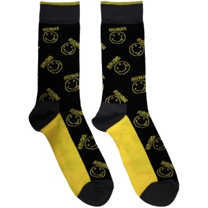 Nirvana - Yellow Smiley Uni Bl Socks (Eu 39-45) i gruppen MERCHANDISE / Merch / Metal hos Bengans Skivbutik AB (5536159)