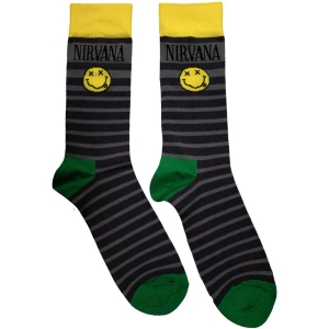 Nirvana - Smiley & Logo Str.. Grey Socks (Eu 39-45 i gruppen MERCHANDISE / Merch / Metal hos Bengans Skivbutik AB (5536160)