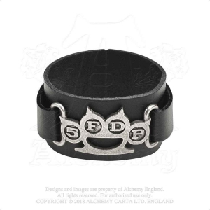 Five Finger Death Punch - Knuckle Duster Leather Wriststrap i gruppen MERCHANDISE / Merch / Metal hos Bengans Skivbutik AB (5536875)