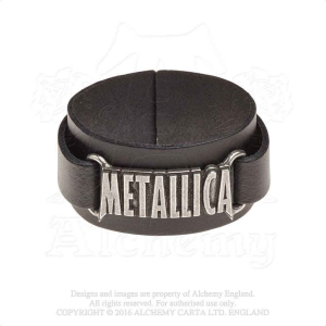 Metallica - Logo Leather Wriststrap i gruppen MERCHANDISE / Merch / Metal hos Bengans Skivbutik AB (5536889)