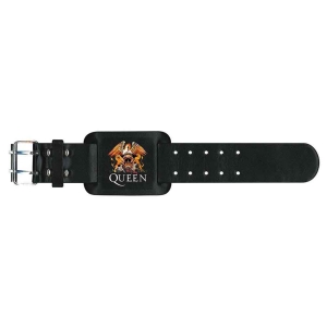 Queen - Crest Leather Wriststrap i gruppen MERCHANDISE / Merch / Pop-Rock hos Bengans Skivbutik AB (5536935)