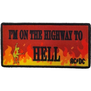 Ac/Dc - Highway To Hell Flames Printed Patch i gruppen MERCHANDISE hos Bengans Skivbutik AB (5537664)