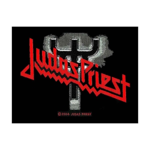 Judas Priest - Logo/Fork Standard Patch i gruppen MERCHANDISE / Merch / Metal hos Bengans Skivbutik AB (5538028)