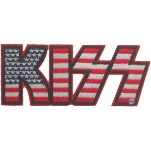 Kiss - American Flag Logo Woven Patch i gruppen MERCHANDISE / Merch / Metal hos Bengans Skivbutik AB (5538046)