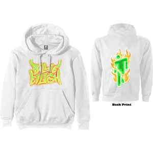 Billie Eilish - Airbrush Flames Blohsh Uni Wht Hood:  S i gruppen MERCHANDISE / Hoodies / Pop-Rock hos Bengans Skivbutik AB (5541004r)