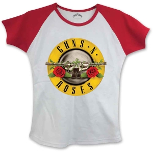 Guns N Roses - Circle Logo Lady Wht/Red S/S Raglan:  S i gruppen MERCHANDISE / T-shirt / Metal hos Bengans Skivbutik AB (5541709)