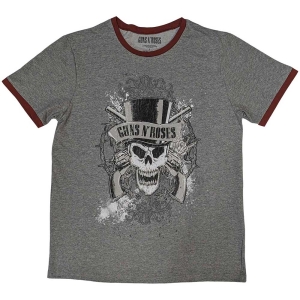 Guns N Roses - Faded Skull Ringer Uni Grey    S i gruppen MERCHANDISE / T-shirt / Metal hos Bengans Skivbutik AB (5542211r)