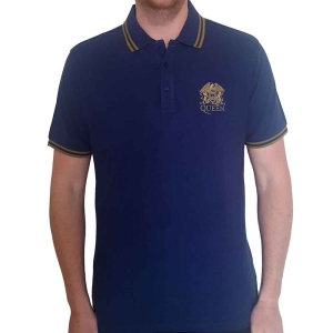 Queen - Crest Logo Uni Navy Piké: i gruppen MERCHANDISE / T-shirt / Pop-Rock hos Bengans Skivbutik AB (5542825r)