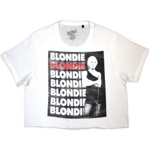 Blondie - Stacked Logo Lady Wht Crop Top: i gruppen MERCHANDISE / T-shirt / Pop-Rock hos Bengans Skivbutik AB (5543152r)