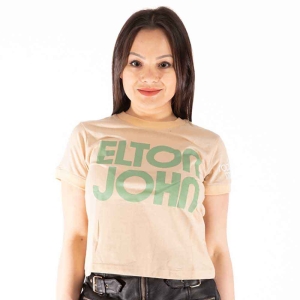 Elton John - Retro Text Ringer Lady Sand Crop Top: i gruppen MERCHANDISE / T-shirt / Pop-Rock hos Bengans Skivbutik AB (5543155r)