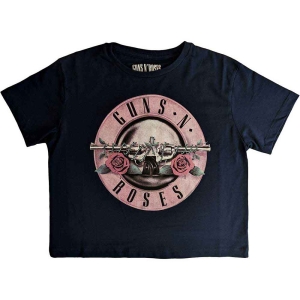 Guns N Roses - Classic Logo Lady Navy Crop Top: i gruppen MERCHANDISE / T-shirt / Metal hos Bengans Skivbutik AB (5543160r)