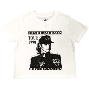 Janet Jackson - Rhythm Nation Uni Wht Crop Top: i gruppen MERCHANDISE / T-shirt / Pop-Rock hos Bengans Skivbutik AB (5543164r)