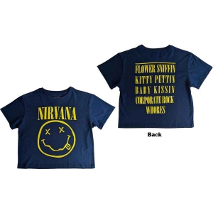 Nirvana - Yellow Smiley Flower Sniffin Lady Denim i gruppen MERCHANDISE / T-shirt / Metal hos Bengans Skivbutik AB (5543173r)