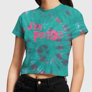 Sex Pistols - Logo Lady Green Dip-Dye Crop Top: i gruppen MERCHANDISE / T-shirt / Punk hos Bengans Skivbutik AB (5543187r)