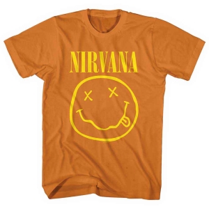 Nirvana - Yellow Happy Face Uni Orange i gruppen MERCHANDISE / T-shirt / Pop-Rock hos Bengans Skivbutik AB (5546465r)