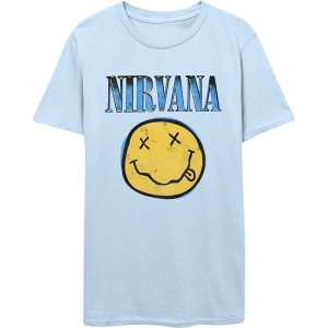 Nirvana - Xerox Happy Face Blue Uni Lht Blue i gruppen MERCHANDISE / T-shirt / Pop-Rock hos Bengans Skivbutik AB (5546480r)