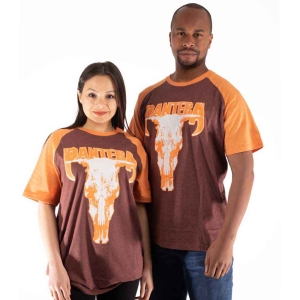 Pantera - Skull Uni Brown/Orange Raglan i gruppen MERCHANDISE / T-shirt / Metal hos Bengans Skivbutik AB (5546636r)