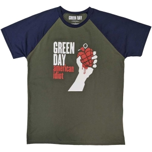 Green Day - American Idiot Uni Khaki/Navy Raglan i gruppen MERCHANDISE / T-shirt / Punk hos Bengans Skivbutik AB (5547134r)