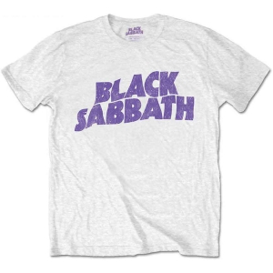 Black Sabbath - Wavy Logo Boys T-Shirt Wht i gruppen MERCHANDISE / Merch / Metal hos Bengans Skivbutik AB (5548673r)