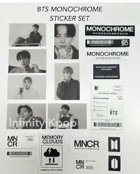 Bts - Monochrome Sticker Set i gruppen VI TIPSER / Fredagsutgivelser / Fredag den 30:e augusti 2024 hos Bengans Skivbutik AB (5550193)