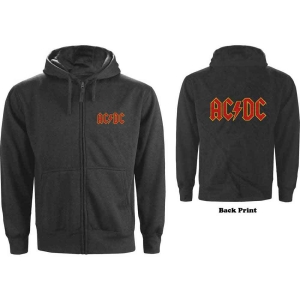 Ac/Dc - Logo Backprint Uni Char Zip Hoodie i gruppen MERCHANDISE / Hoodies / Metal hos Bengans Skivbutik AB (5550922r)