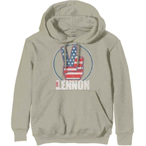 John Lennon - Peace Fingers Us Flag Uni Sand Hoodie i gruppen MERCHANDISE / Hoodies / Pop-Rock hos Bengans Skivbutik AB (5552906r)