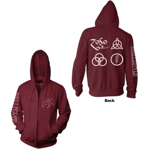 Led Zeppelin - Symbols Uni Maroon Zip Hoodie i gruppen MERCHANDISE / Hoodies / Pop-Rock hos Bengans Skivbutik AB (5553206r)