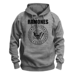 Ramones - Presidential Seal Uni Grey Hoodie i gruppen MERCHANDISE / Hoodies / Punk hos Bengans Skivbutik AB (5554657r)