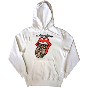 Rolling Stones - Leopard Tongue Uni Wht Hoodie i gruppen MERCHANDISE / Hoodies / Pop-Rock hos Bengans Skivbutik AB (5554685r)