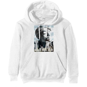 Tupac - La Skyline Uni Wht Hoodie i gruppen MERCHANDISE / Hoodies / Hip Hop-Rap hos Bengans Skivbutik AB (5555308r)