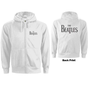 The Beatles - Drop T Logo B-Print Lady Wht Zip Hoodie i gruppen MERCHANDISE / Hoodies / Pop-Rock hos Bengans Skivbutik AB (5555333r)