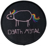 Death Metal - Patch Death Metal Unicorn Black Rou i gruppen VI TIPSER / Fredagsutgivelser / Fredag den 26:e Juli 2024 hos Bengans Skivbutik AB (5558766)