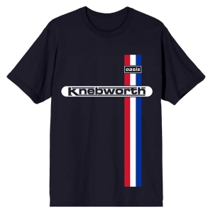 Oasis - Knebworth Vertical Stripe Navy T-Shirt i gruppen MERCHANDISE / T-shirt / Pop-Rock hos Bengans Skivbutik AB (5562794r)