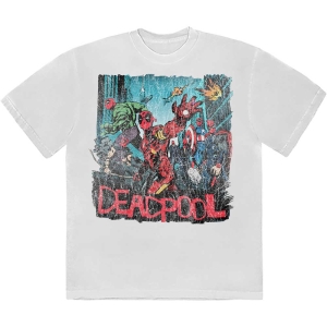 Marvel - Deadpool Hero Scene Vintage Wht T-Shirt i gruppen MERCHANDISE / T-shirt / Film-Musikkkal hos Bengans Skivbutik AB (5562856r)