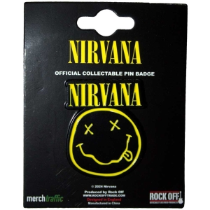 Nirvana - Logo & Happy Face Cut-Out Pin Badge i gruppen MERCHANDISE / Merch / Pop-Rock hos Bengans Skivbutik AB (5562889)