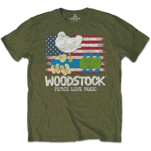 Woodstock - Woodstock Flag Uni Green T-Shirt i gruppen MERCHANDISE / T-shirt / Pop-Rock hos Bengans Skivbutik AB (5564338r)