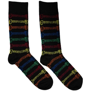 Grateful Dead - Coloured Logos Patt Bl Socks (Eu 39-45) i gruppen MERCHANDISE / Merch / Pop-Rock hos Bengans Skivbutik AB (5564499)