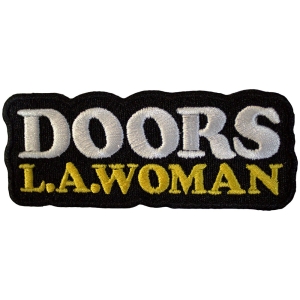 The Doors - La Woman Text Logo Bl Woven Patch i gruppen MERCHANDISE / Merch / Pop-Rock hos Bengans Skivbutik AB (5581812)