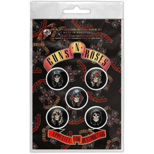 Guns N Roses - Appetite For Destruction Button Badge 5-Pack i gruppen MERCHANDISE / Merch / Metal hos Bengans Skivbutik AB (5581972)