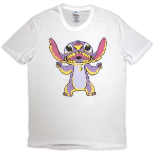 Lilo & Stitch - Purple Stitch Uni Wht T-Shirt i gruppen MERCHANDISE / T-shirt / Film-Musikkkal hos Bengans Skivbutik AB (5583035r)