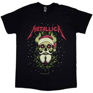 Metallica - Metallica Santa Horns Uni Bl T-Shirt i gruppen MERCHANDISE / T-shirt / Metal hos Bengans Skivbutik AB (5583038r)