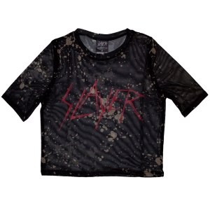 Slayer - Scratchy Logo Lady Bl Mesh Crop Top i gruppen MERCHANDISE / T-shirt / Metal hos Bengans Skivbutik AB (5583051r)