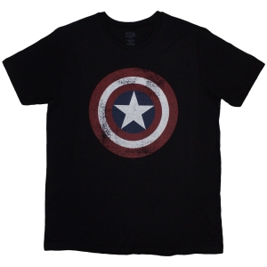 Marvel  - Captain America Distress Shield Uni Bl T-Shirt i gruppen MERCHANDISE / T-shirt / Film-Musikkkal hos Bengans Skivbutik AB (5583721r)