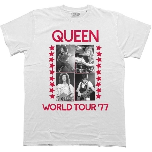 Queen - World Tour 77 Uni Wht T-Shirt i gruppen MERCHANDISE / T-shirt / Pop-Rock hos Bengans Skivbutik AB (5583830)