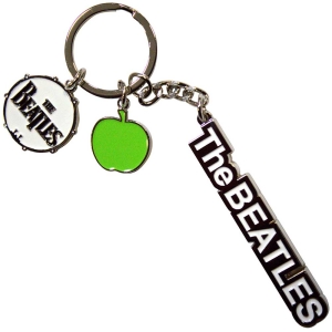 Beatles - Text Logo Drop T Drum & Apple Charms Keychain i gruppen MERCHANDISE / Merch / Pop-Rock hos Bengans Skivbutik AB (5583878)