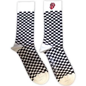 Rolling Stones - Check Uni Wht Socks (Size 40-44) i gruppen MERCHANDISE / Merch / Pop-Rock hos Bengans Skivbutik AB (5586299)