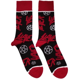 Slayer - Logos And Pentegrams Uni Bl Socks (Size 40-44) i gruppen MERCHANDISE / Merch / Metal hos Bengans Skivbutik AB (5586311)