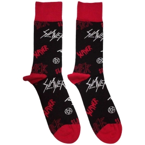 Slayer - Logos Pattern Uni Bl Socks (Size 40-44) i gruppen MERCHANDISE / Merch / Metal hos Bengans Skivbutik AB (5586312)